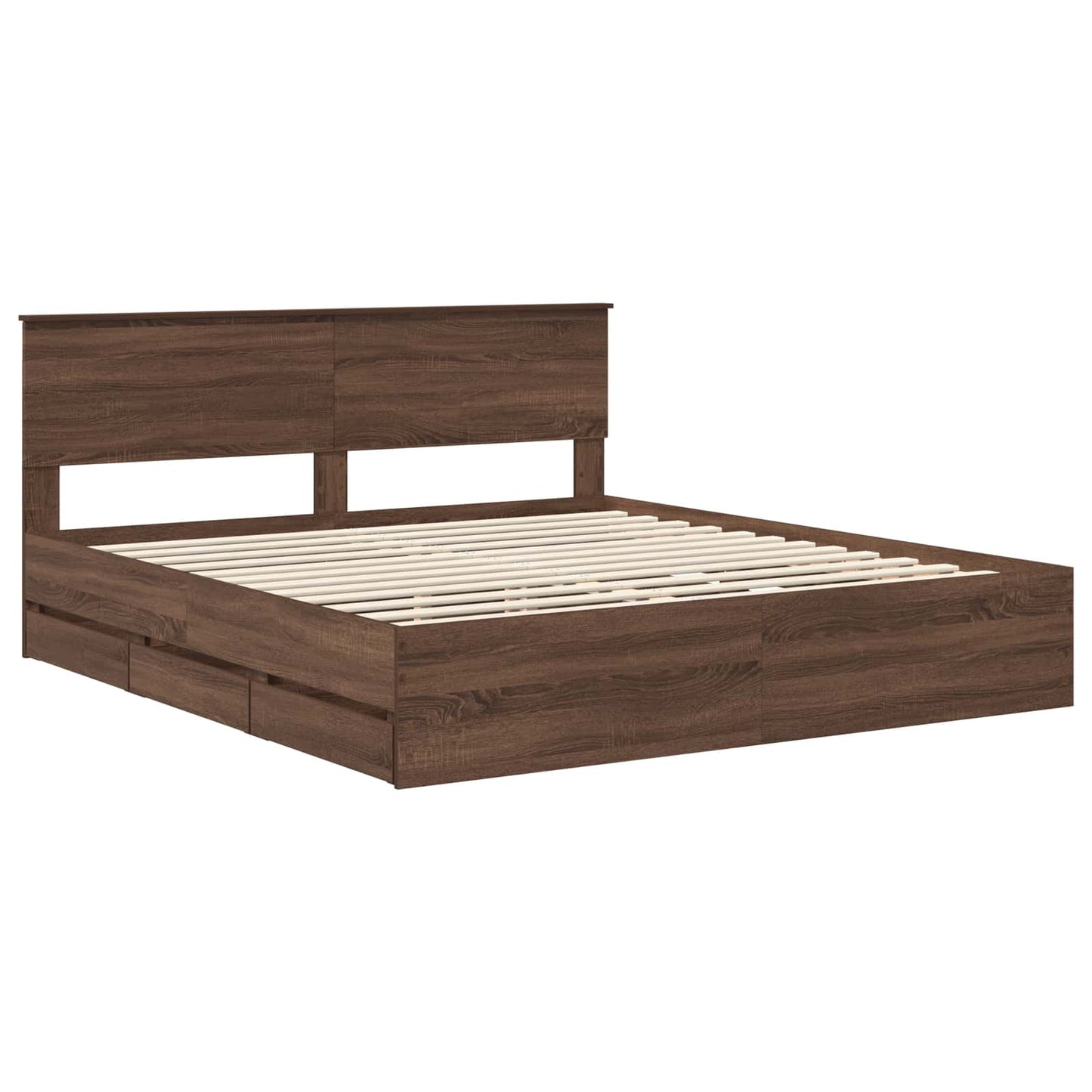 vidaXL Bettrahmen Braun Eichen-Optik 200 x 200 cm Ingenieurs Holz