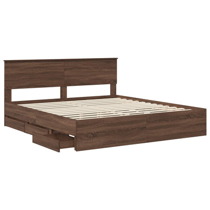 vidaXL Bettrahmen Braun Eichen-Optik 200 x 200 cm Ingenieurs Holz