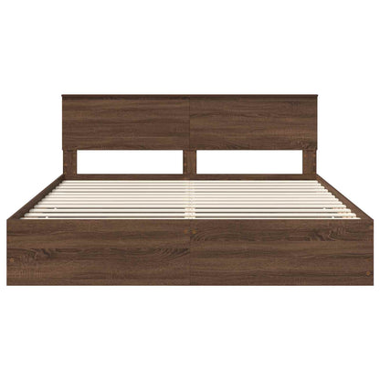 vidaXL Bettrahmen Braun Eichen-Optik 200 x 200 cm Ingenieurs Holz