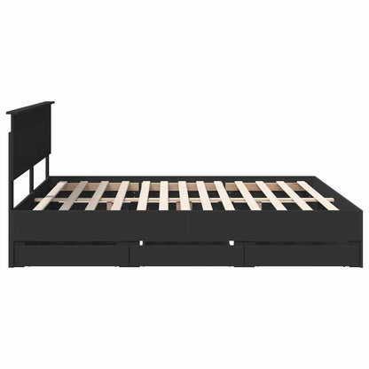 vidaXL Bettrahmen mit Schubladen Schwarz 180 x 200 cm Ingenieurs Holz