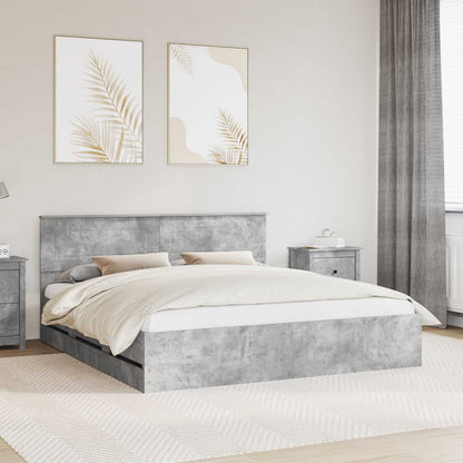 vidaXL Cadre de lit avec tête de lit Gris Ciment 180 x 200 cm Bois d'ingénierie