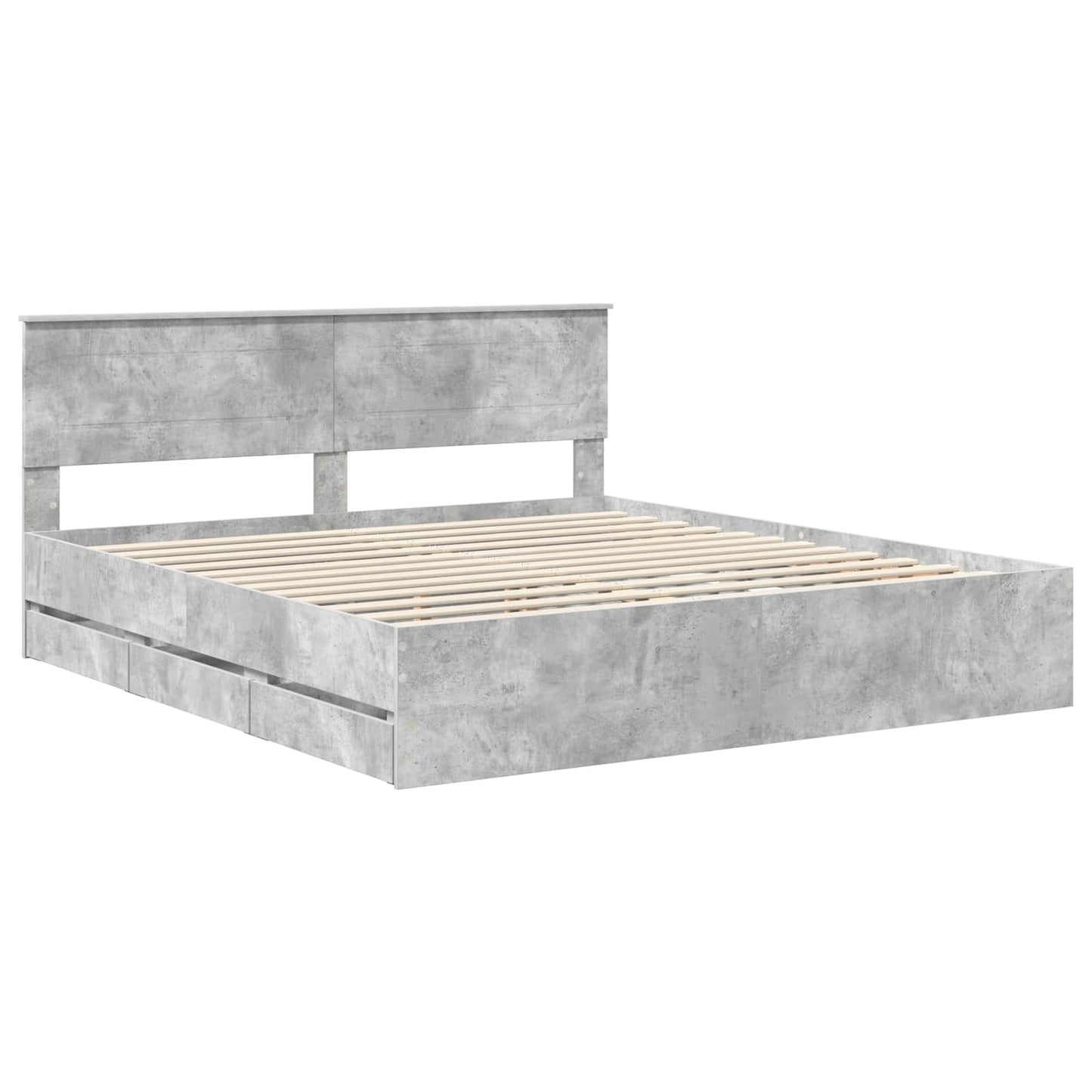 vidaXL Cadre de lit avec tête de lit Gris Ciment 180 x 200 cm Bois d'ingénierie
