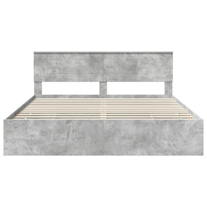 vidaXL Cadre de lit avec tête de lit Gris Ciment 180 x 200 cm Bois d'ingénierie