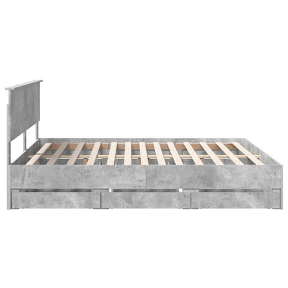 vidaXL Cadre de lit avec tête de lit Gris Ciment 180 x 200 cm Bois d'ingénierie