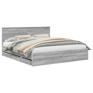 vidaXL Bettrahmen Graues Sonoma 180 x 200 cm Ingenieurs Holz