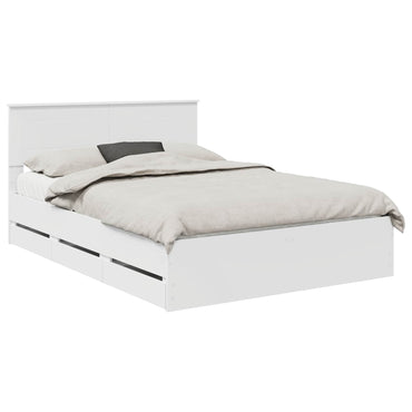 vidaXL Bettrahmen mit Schubladen Weiß 160 x 200 cm Ingenieurs Holz