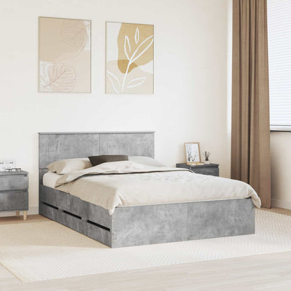 vidaXL Bettrahmen mit Kopfteil Beton Grau 160 x 200 cm Ingenieurs Holz