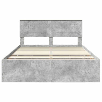 vidaXL Bettrahmen mit Kopfteil Beton Grau 160 x 200 cm Ingenieurs Holz