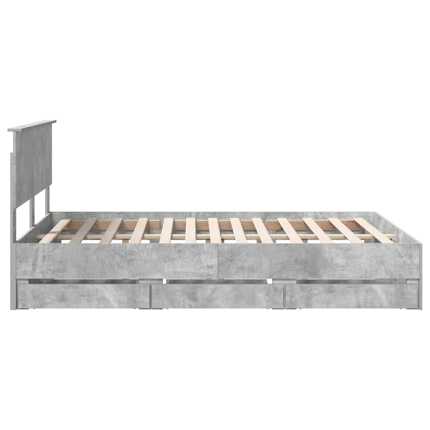 vidaXL Bettrahmen mit Kopfteil Beton Grau 160 x 200 cm Ingenieurs Holz