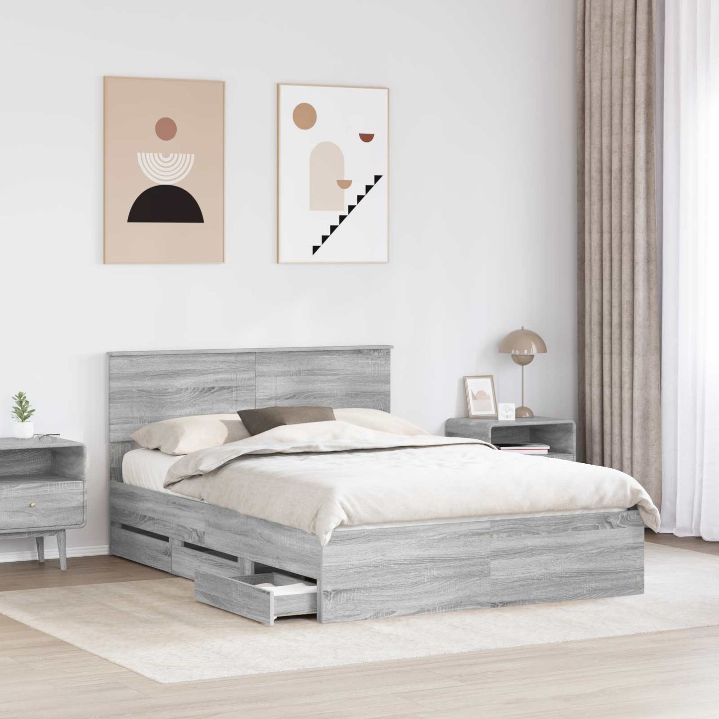 vidaXL Bettrahmen Graues Sonoma 160 x 200 cm Ingenieurs Holz