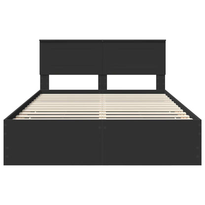 vidaXL Bettrahmen mit Schubladen Schwarz 150 x 200 cm Ingenieurs Holz