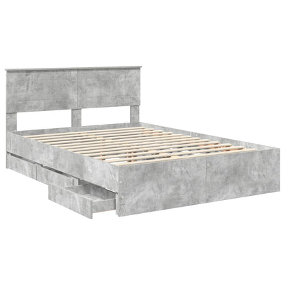 vidaXL Bettrahmen mit Kopfteil Beton Grau 150 x 200 cm Ingenieurs Holz