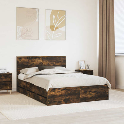 vidaXL Bettrahmen Geräucherte Eiche 150 x 200 cm Ingenieurs Holz
