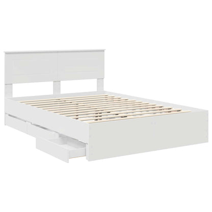vidaXL Bettrahmen mit Schubladen Weiß 140 x 190 cm Ingenieurs Holz