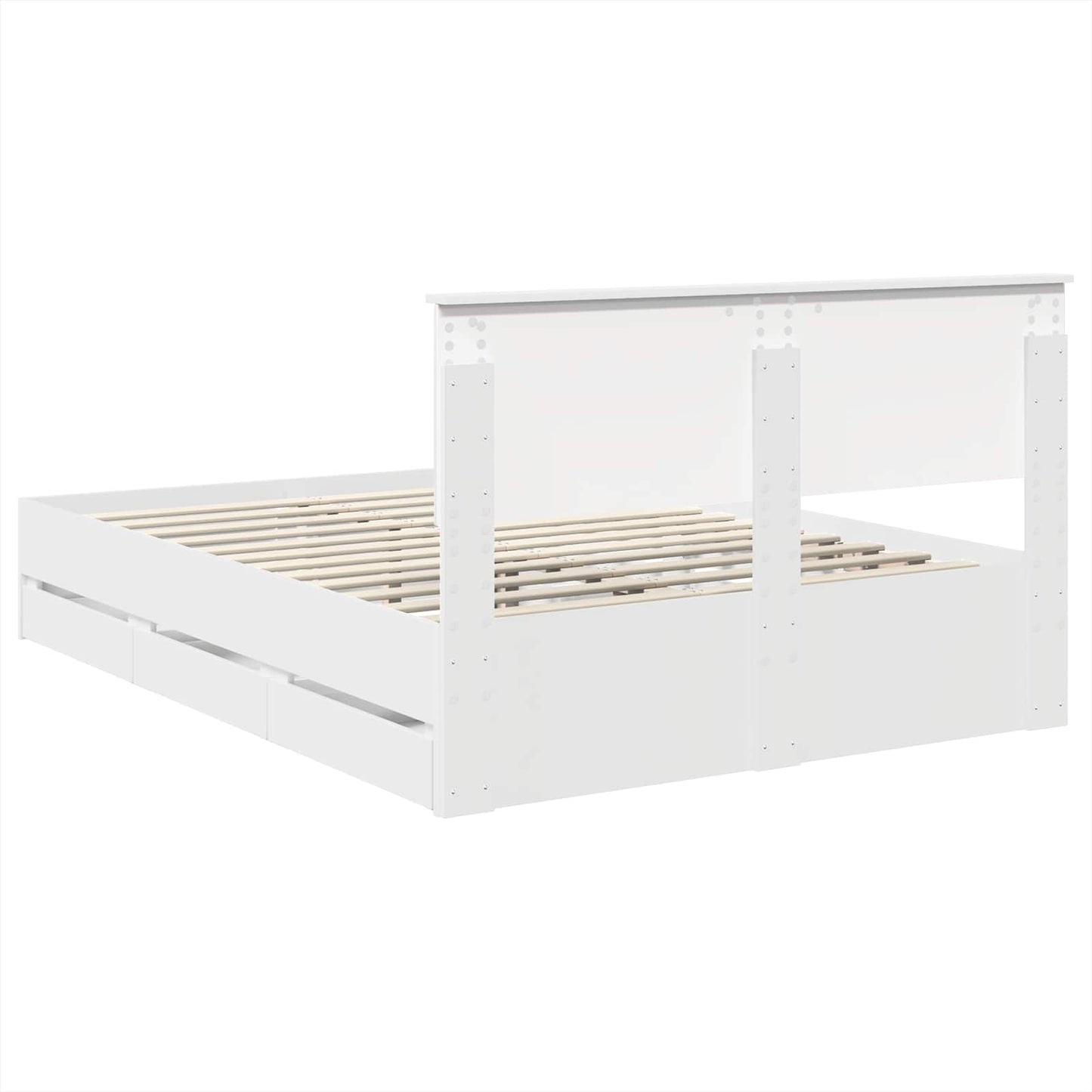 vidaXL Bettrahmen mit Schubladen Weiß 140 x 190 cm Ingenieurs Holz