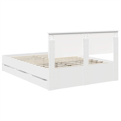 vidaXL Bettrahmen mit Schubladen Weiß 140 x 190 cm Ingenieurs Holz