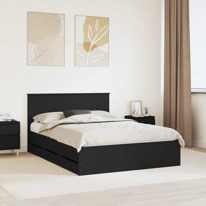 vidaXL Cadre de lit avec tiroirs Noir 140 x 190 cm Bois d'ingénierie