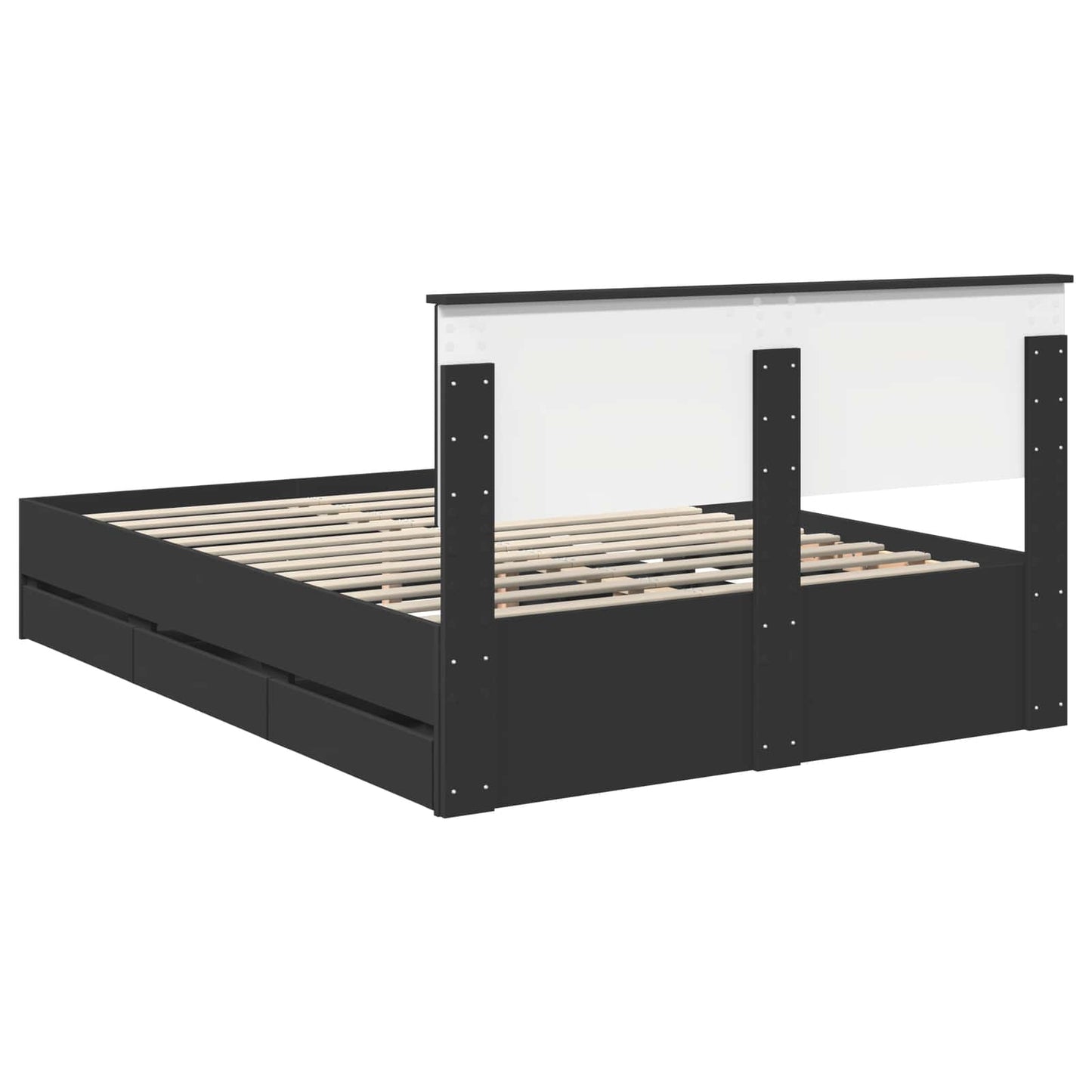 vidaXL Cadre de lit avec tiroirs Noir 140 x 190 cm Bois d'ingénierie