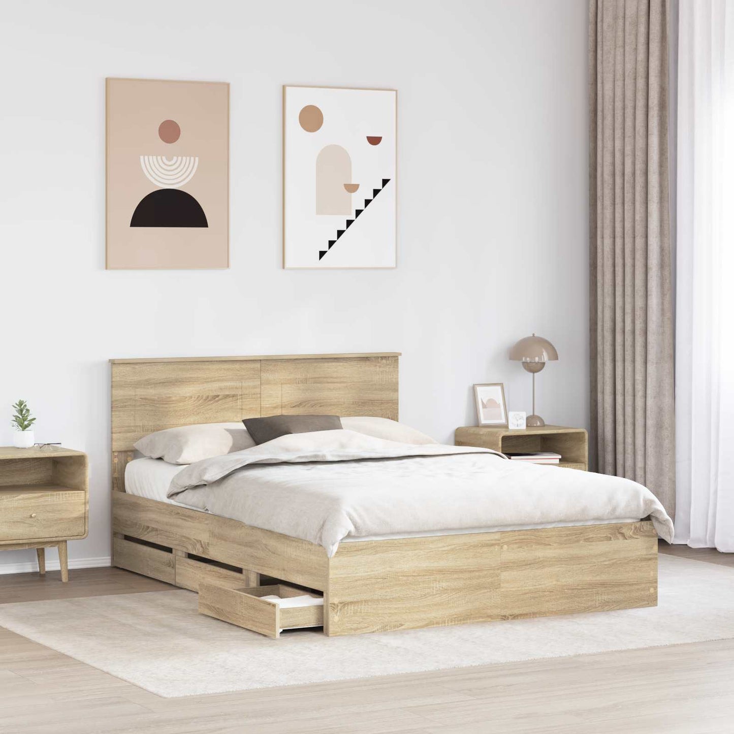 vidaXL Bettrahmen Sonoma-Eiche 140 x 190 cm Ingenieurs Holz