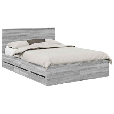 vidaXL Bettrahmen Graues Sonoma 140 x 190 cm Ingenieurs Holz