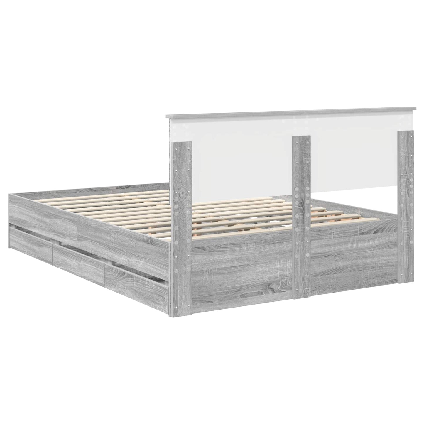vidaXL Bettrahmen Graues Sonoma 140 x 190 cm Ingenieurs Holz
