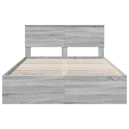 vidaXL Bettrahmen Graues Sonoma 140 x 190 cm Ingenieurs Holz