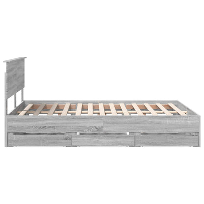 vidaXL Bettrahmen Graues Sonoma 140 x 190 cm Ingenieurs Holz