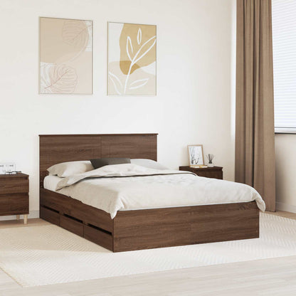 vidaXL Bettrahmen Braun Eichen-Optik 140 x 190 cm Ingenieurs Holz