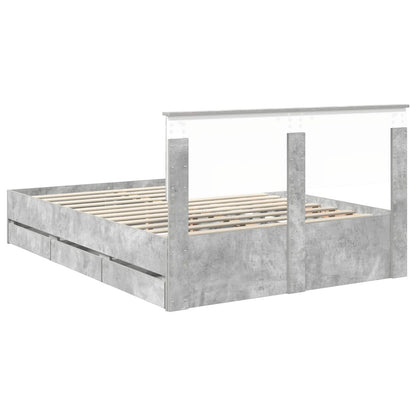 vidaXL Bettrahmen mit Kopfteil Beton Grau 140 x 200 cm Ingenieurs Holz