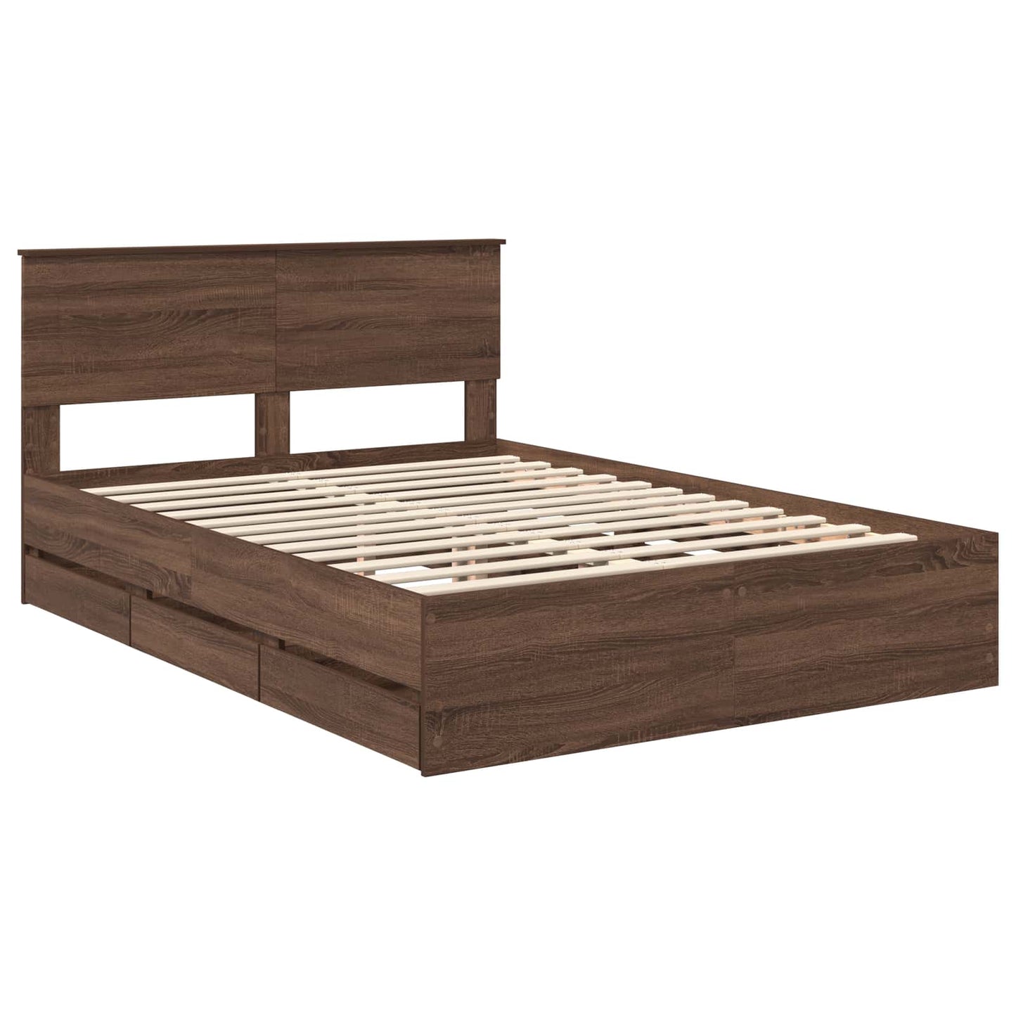 vidaXL Bettrahmen Braun Eichen-Optik 140 x 200 cm Ingenieurs Holz