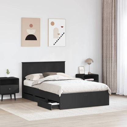 vidaXL Bettrahmen mit Schubladen Schwarz 135 x 190 cm Ingenieurs Holz