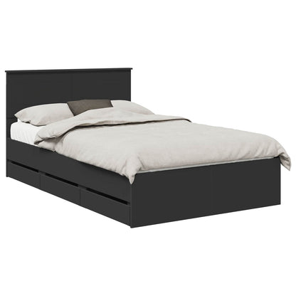 vidaXL Bettrahmen mit Schubladen Schwarz 135 x 190 cm Ingenieurs Holz