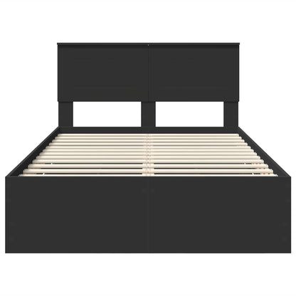 vidaXL Bettrahmen mit Schubladen Schwarz 135 x 190 cm Ingenieurs Holz