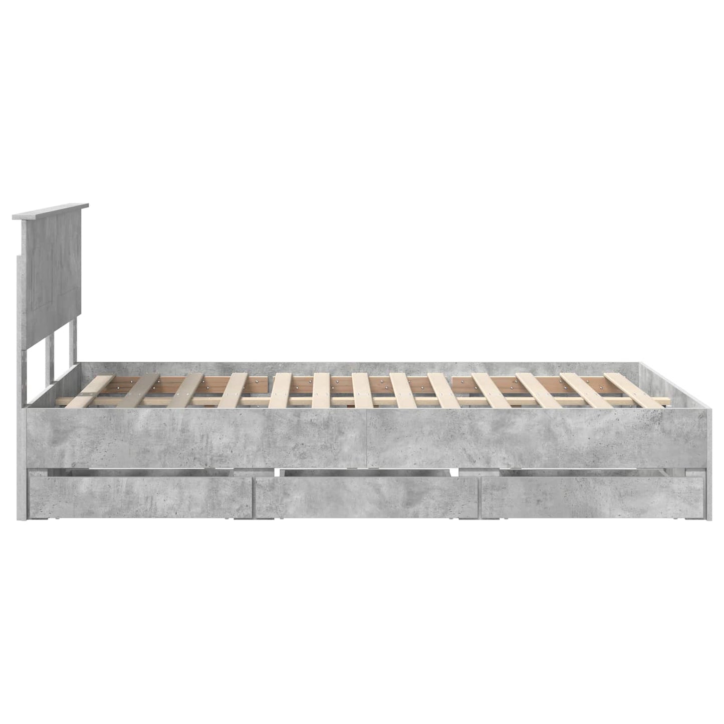 vidaXL Bettrahmen mit Kopfteil Beton Grau 135 x 190 cm Ingenieurs Holz