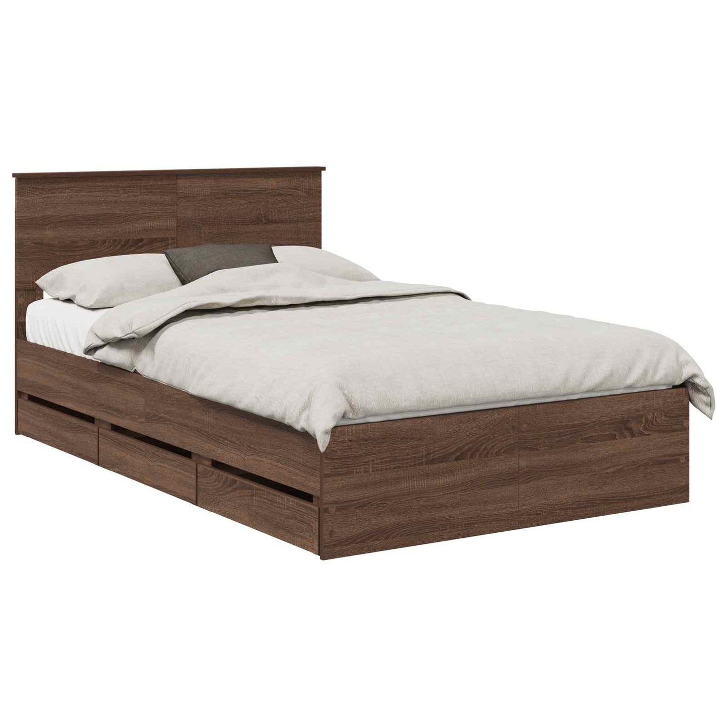 vidaXL Bettrahmen Braun Eichen-Optik 135 x 190 cm Ingenieurs Holz