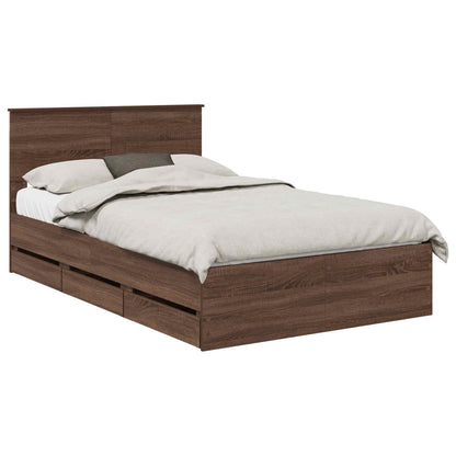 vidaXL Bettrahmen Braun Eichen-Optik 135 x 190 cm Ingenieurs Holz