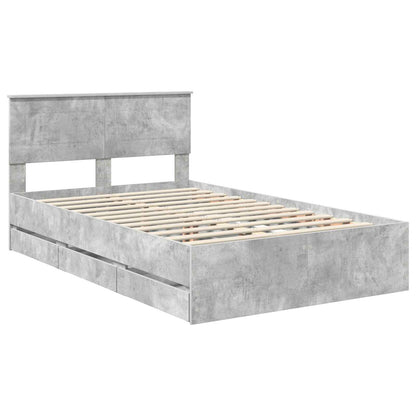 vidaXL Bettrahmen mit Kopfteil Beton Grau 120 x 190 cm Ingenieurs Holz