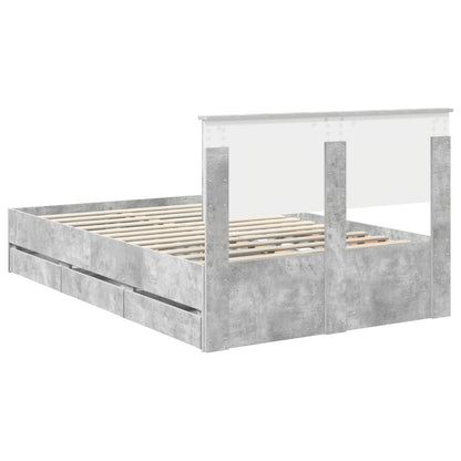 vidaXL Bettrahmen mit Kopfteil Beton Grau 120 x 190 cm Ingenieurs Holz