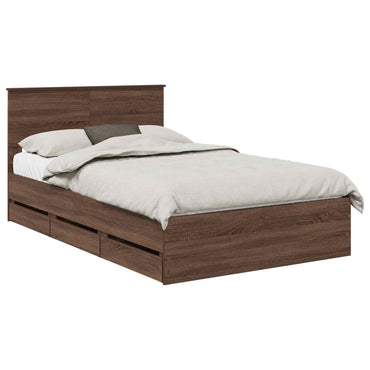 vidaXL Bettrahmen Braun Eichen-Optik 120 x 190 cm Ingenieurs Holz