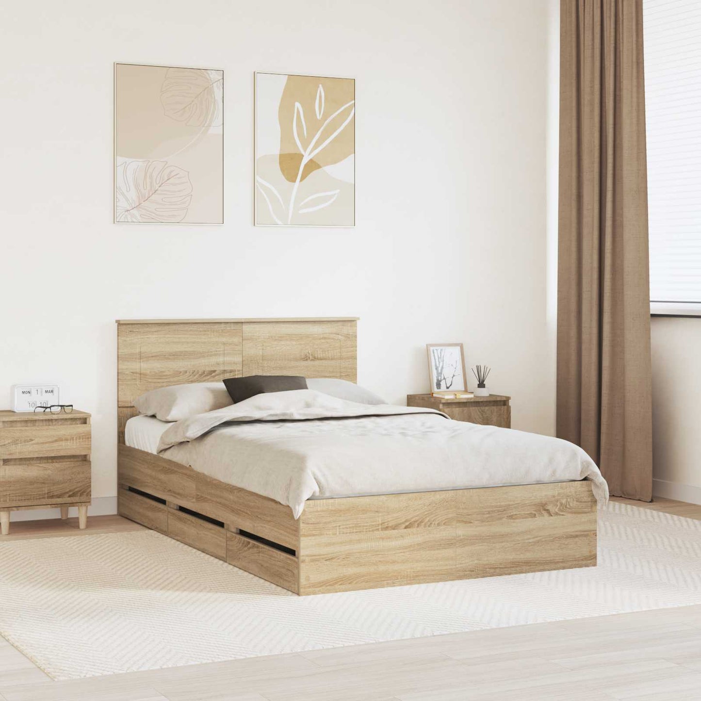 vidaXL Bettrahmen Sonoma-Eiche 120 x 200 cm Ingenieurs Holz