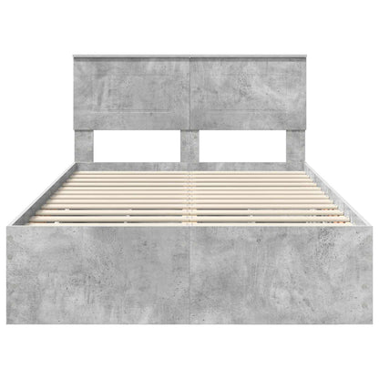 vidaXL Bettrahmen mit Kopfteil Beton Grau 120 x 200 cm Ingenieurs Holz