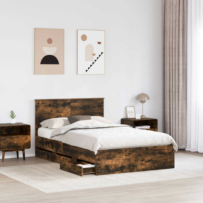 vidaXL Cadre de lit Chêne fumé 120 x 200 cm Bois d'ingénierie