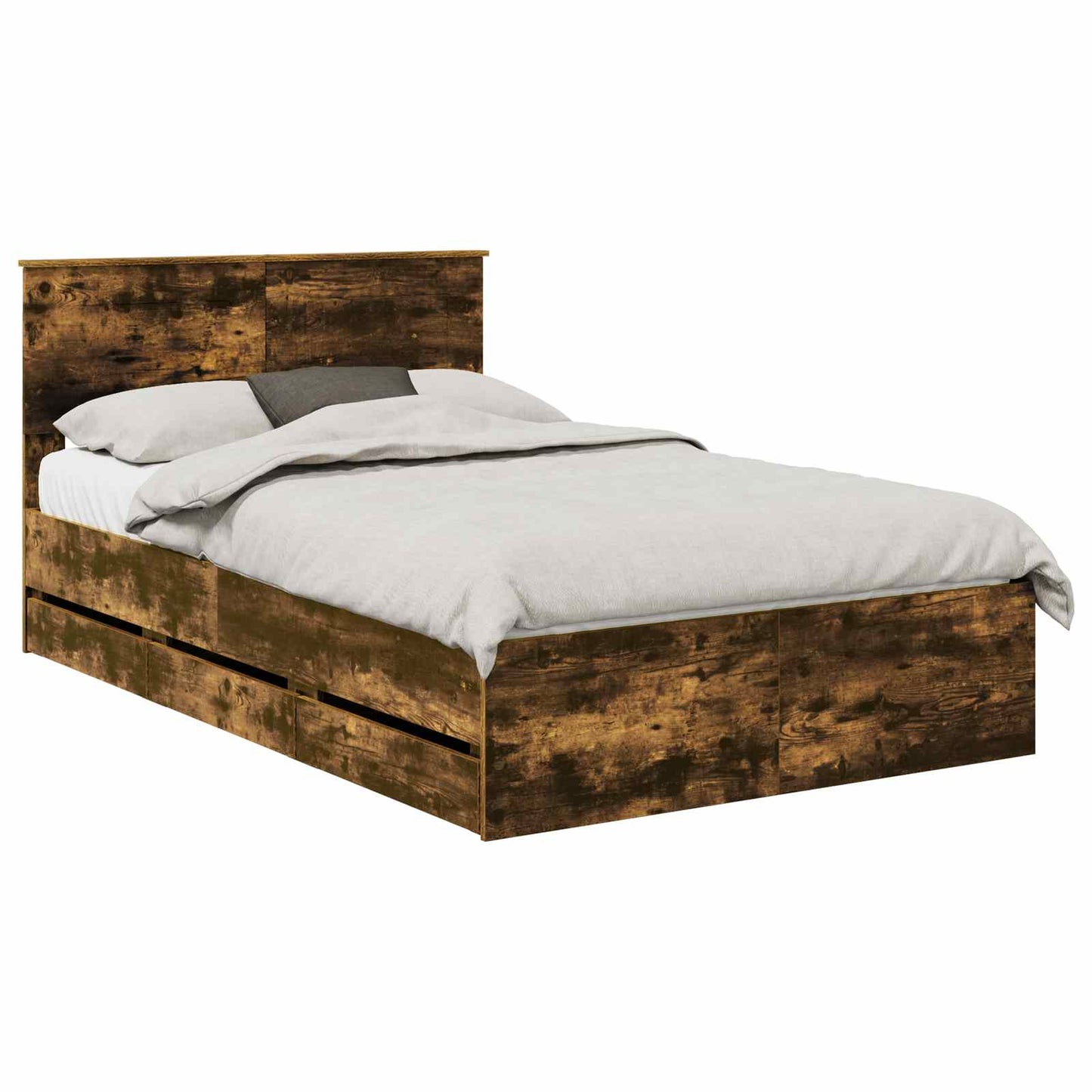 vidaXL Cadre de lit Chêne fumé 120 x 200 cm Bois d'ingénierie