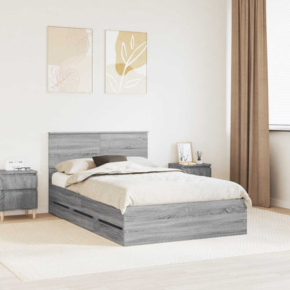 vidaXL Bettrahmen Graues Sonoma 120 x 200 cm Ingenieurs Holz