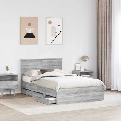 vidaXL Bettrahmen Graues Sonoma 120 x 200 cm Ingenieurs Holz
