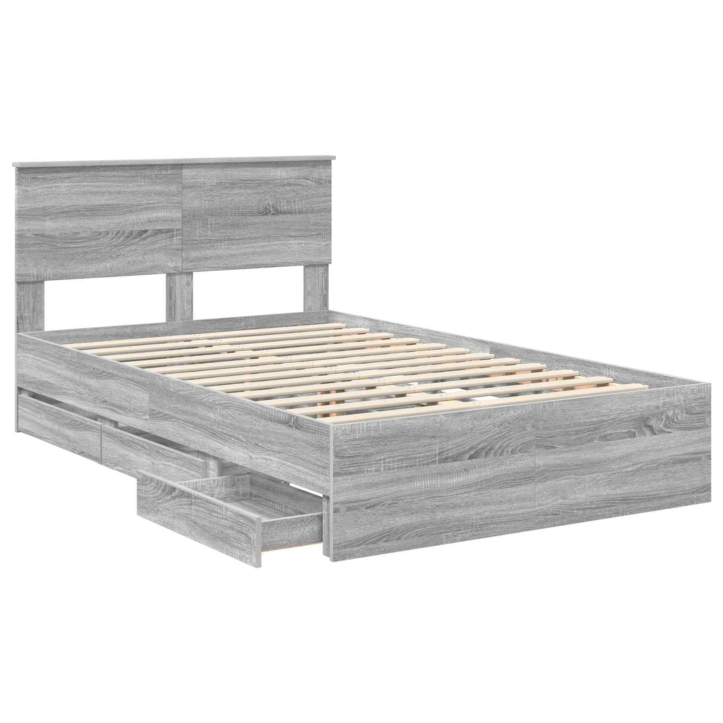 vidaXL Bettrahmen Graues Sonoma 120 x 200 cm Ingenieurs Holz