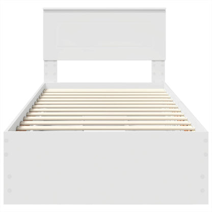 vidaXL Bettrahmen mit Schubladen Weiß 100 x 200 cm Ingenieurs Holz