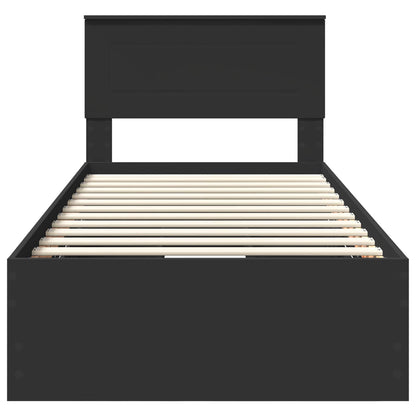 vidaXL Cadre de lit avec tiroirs Noir 100 x 200 cm Bois d'ingénierie