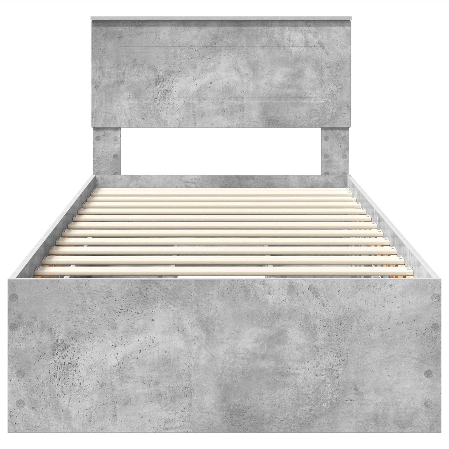 Bettrahmen mit Kopfteil Beton Grau 100 x 200 cm Ingenieurs Holz