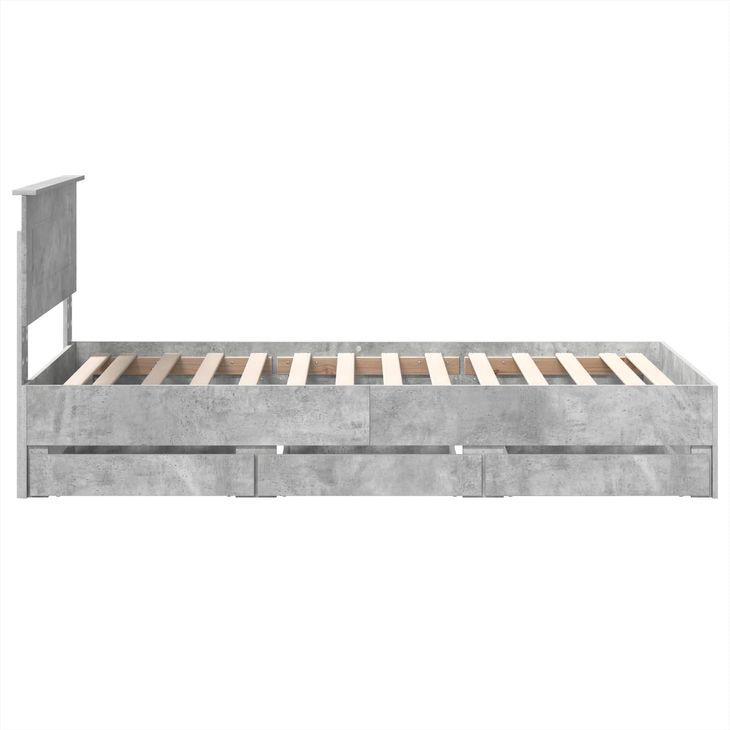 Bettrahmen mit Kopfteil Beton Grau 100 x 200 cm Ingenieurs Holz